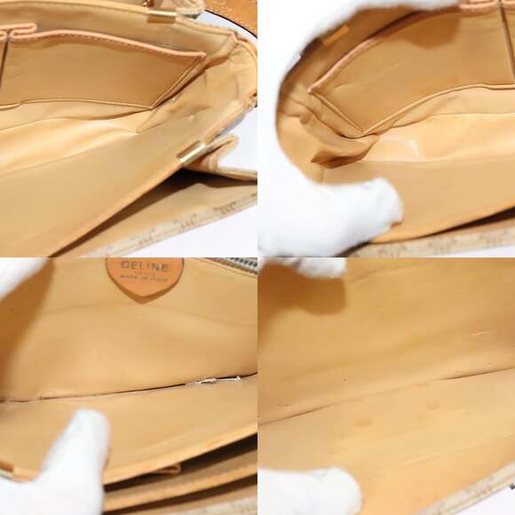 CELINE Macadam Canvas Horse Carriage Shoulder Bag Beige Gold - Picture 12 of 13